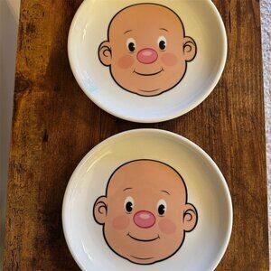 Fred Plays With His Food Face Kids' Ceramic Dinner Plates Set of 2 Multicolor